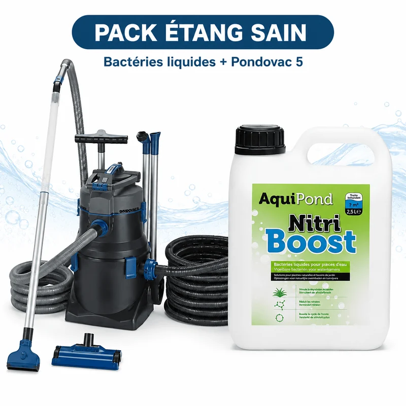 Pack Aspirateur de Bassin Pondovac 5 & Bactéries Liquides Nitriboost 2.5L