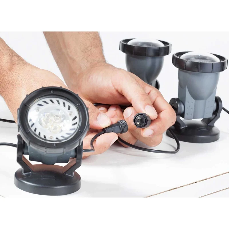 Heissner Éclairage de Bassin et Jardin – Kit 3 Spots LED Étanches pour Extérieur