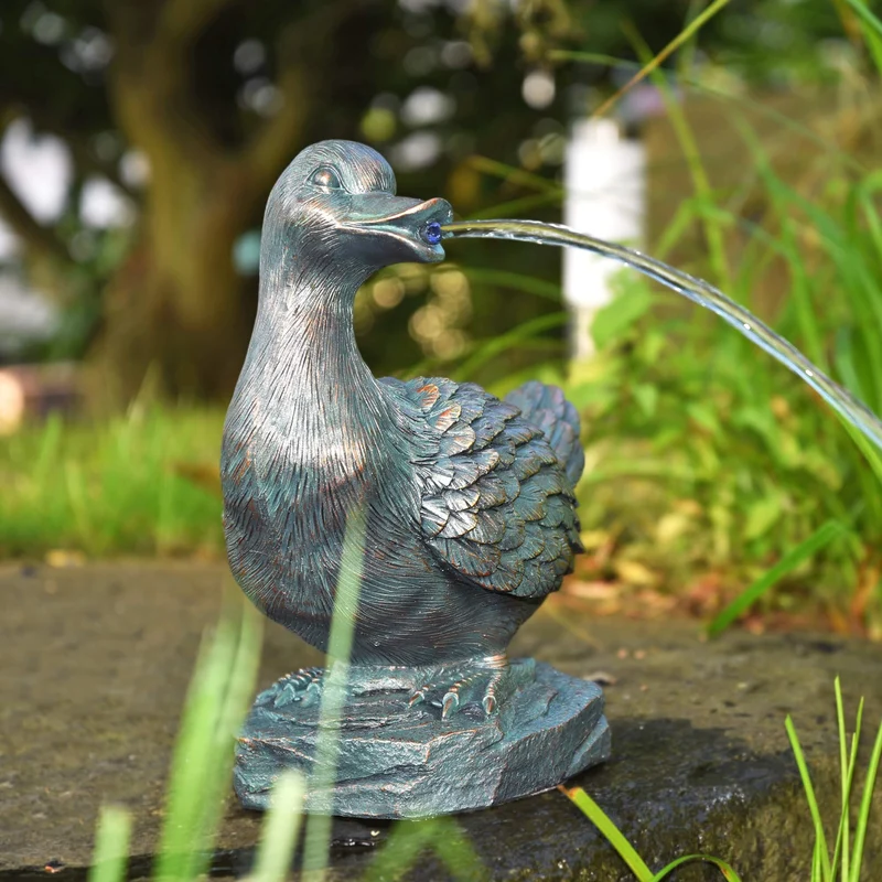 Statue de Bassin Canard Décoratif 25 x 15 x 30 cm – Figurine de Jardin pour Étang et Bassin