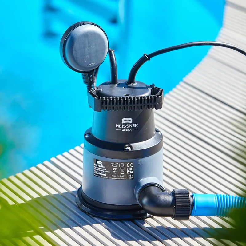 Pompe Submersible Vide Cave pour Piscine & Bassin - 8500 l/h avec Pied Souple