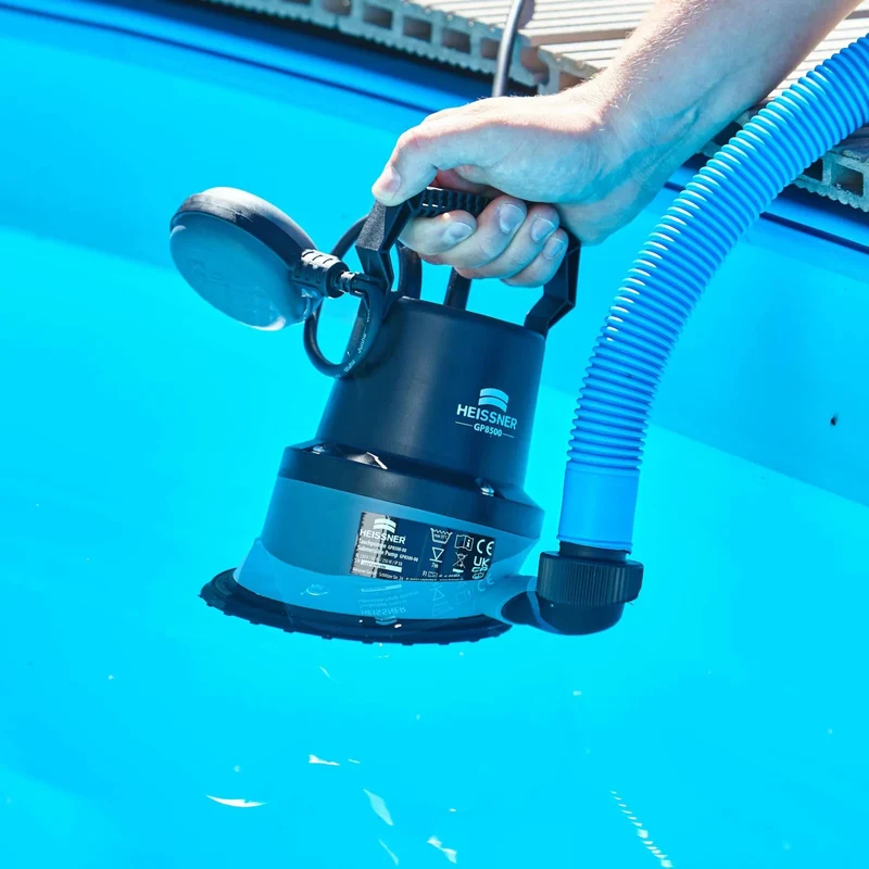 Pompe Submersible Vide Cave pour Piscine & Bassin - 8500 l/h avec Pied Souple