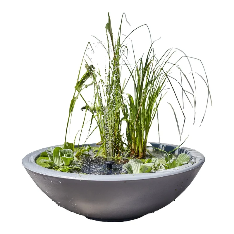 Jardin d'eau Solaire - Lotus Garden Kit avec Fontaine - 58 X 58 X 18CM - Gris
