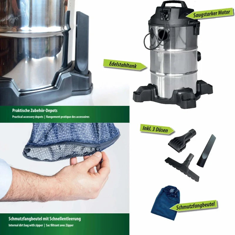 Aspirateur Inox Pro pour étang et bassin - Fonctionne NON-STOP 1400W - Vase et boues de l’etang