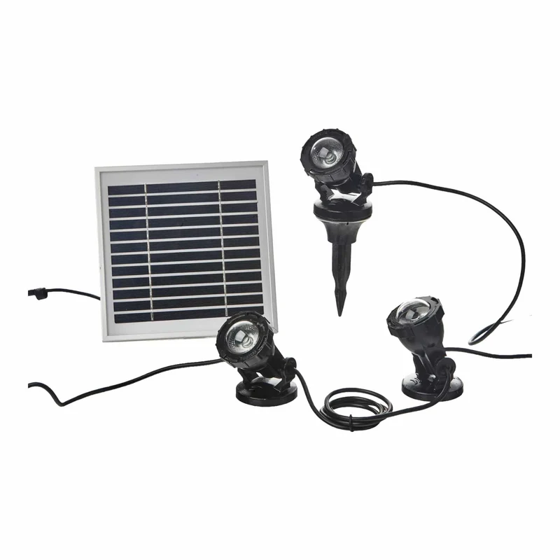 Heissner Éclairage Solaire pour Bassin et Jardin RGB – Set de 3 Lampes LED avec Batterie Rechargeable