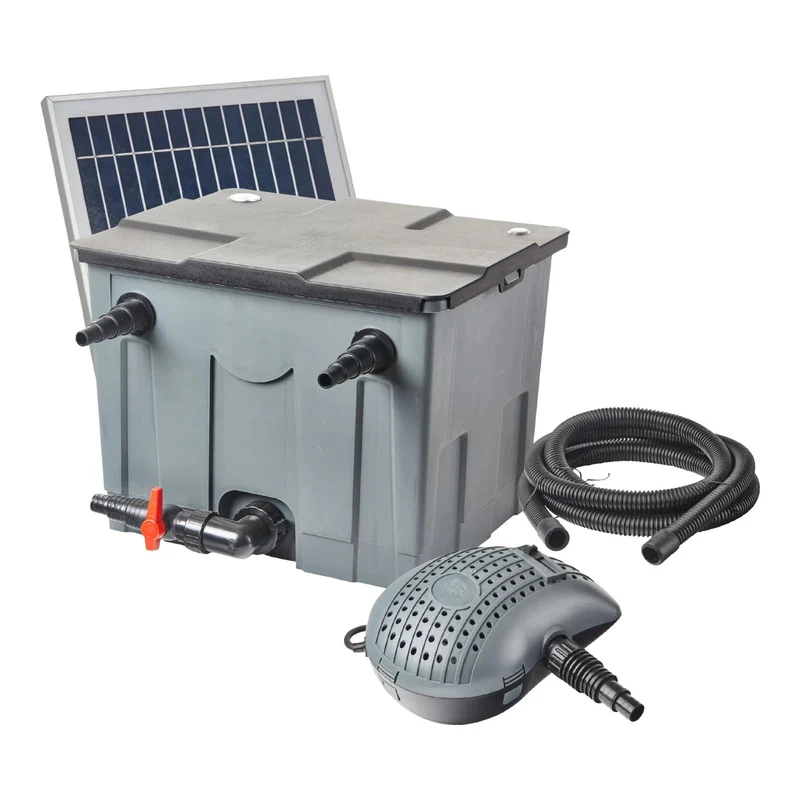 Kit de Filtration Solaire pour Bassin Set 8M³ – Pompe 3000 l/h avec 2 x 20W Panneaux Solaires