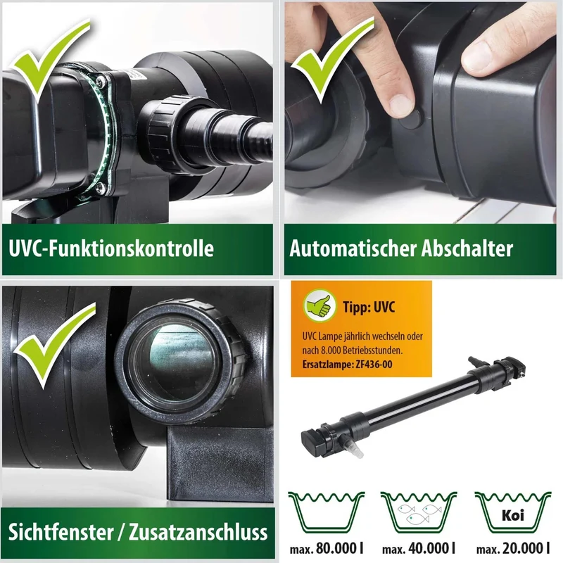 Appareil UV-C Bassin Heissner - Clarificateur de Bassin - UVC 72W