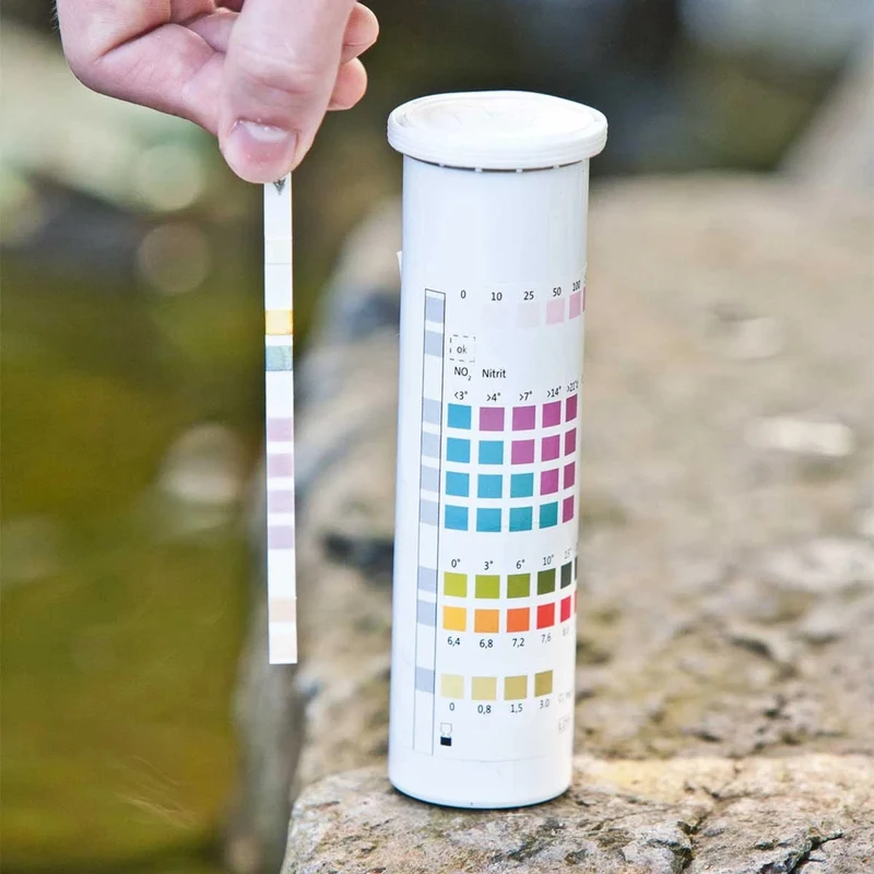 Test Rapide Eau de Bassin 6 en 1 – Kit d’Analyse pH, GH, KH, Chlore, Nitrites (NO2) et Nitrates (NO3)