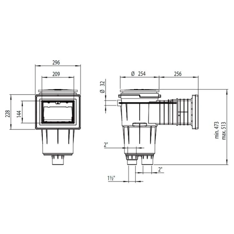 AstralPool - Skimmer 17,5L boca estándar con alargo para piscina de hormigón