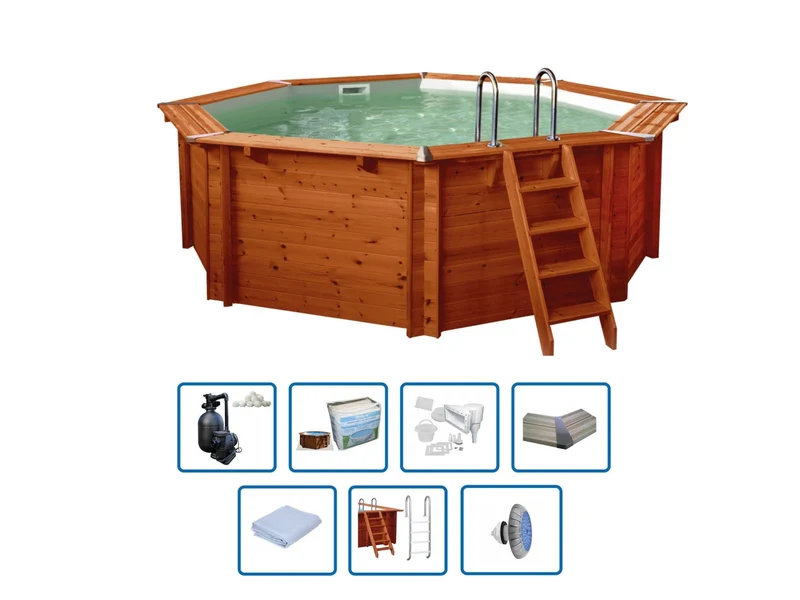 Interline Sumatra houten zwembad rond Ø530 x 138 cm compleet pakket