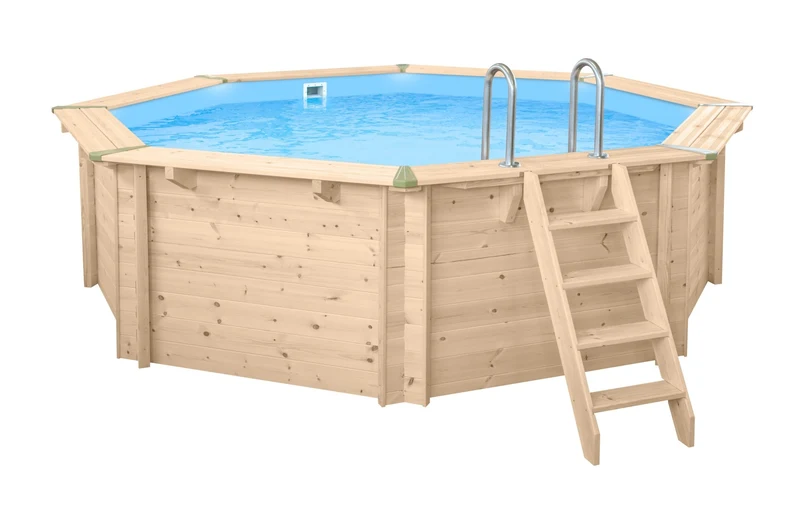 Interline Bali houten rond zwembad 530 cm x 136 cm compleet pakket
