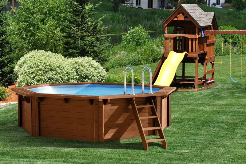 Interline Bali houten rond zwembad 530 cm x 136 cm compleet pakket