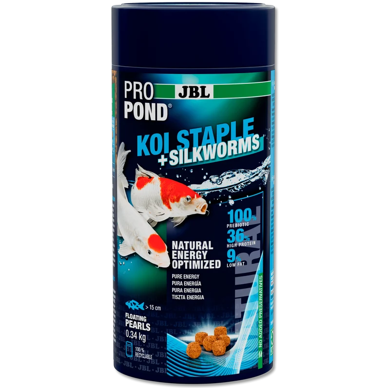 JBL ProPond Koi Staple+Silkworms - 1L/0.34kg - Aliment 4 saisons pour carpes koï et autres poissons de bassin