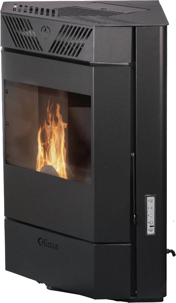 Qlima Pelletkachel Isotta 94 S-Line 9,84 kW – Hoekmodel, Zwart