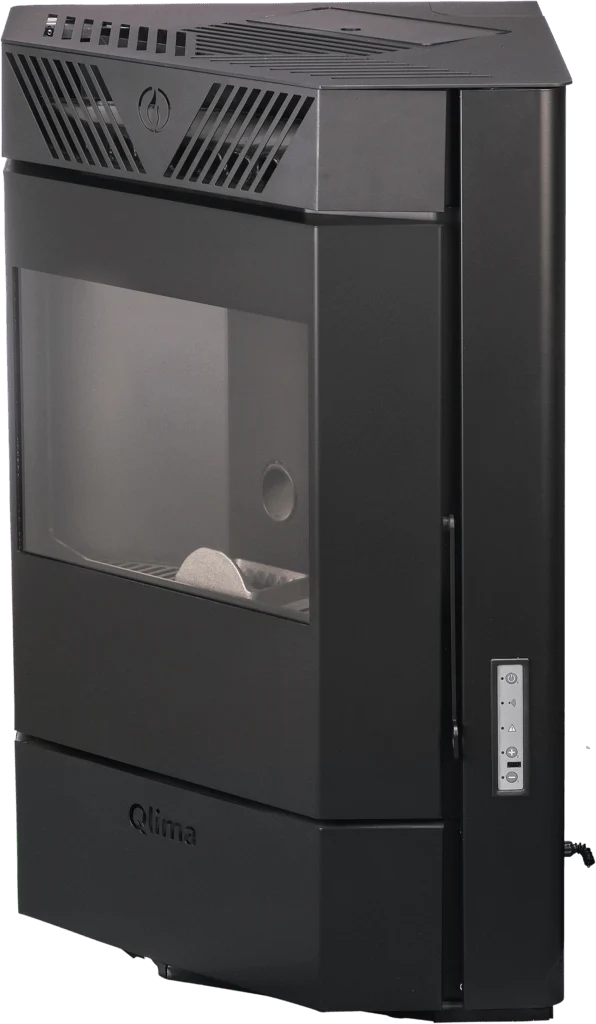 Qlima Pelletkachel Isotta 94 S-Line 9,84 kW – Hoekmodel, Zwart