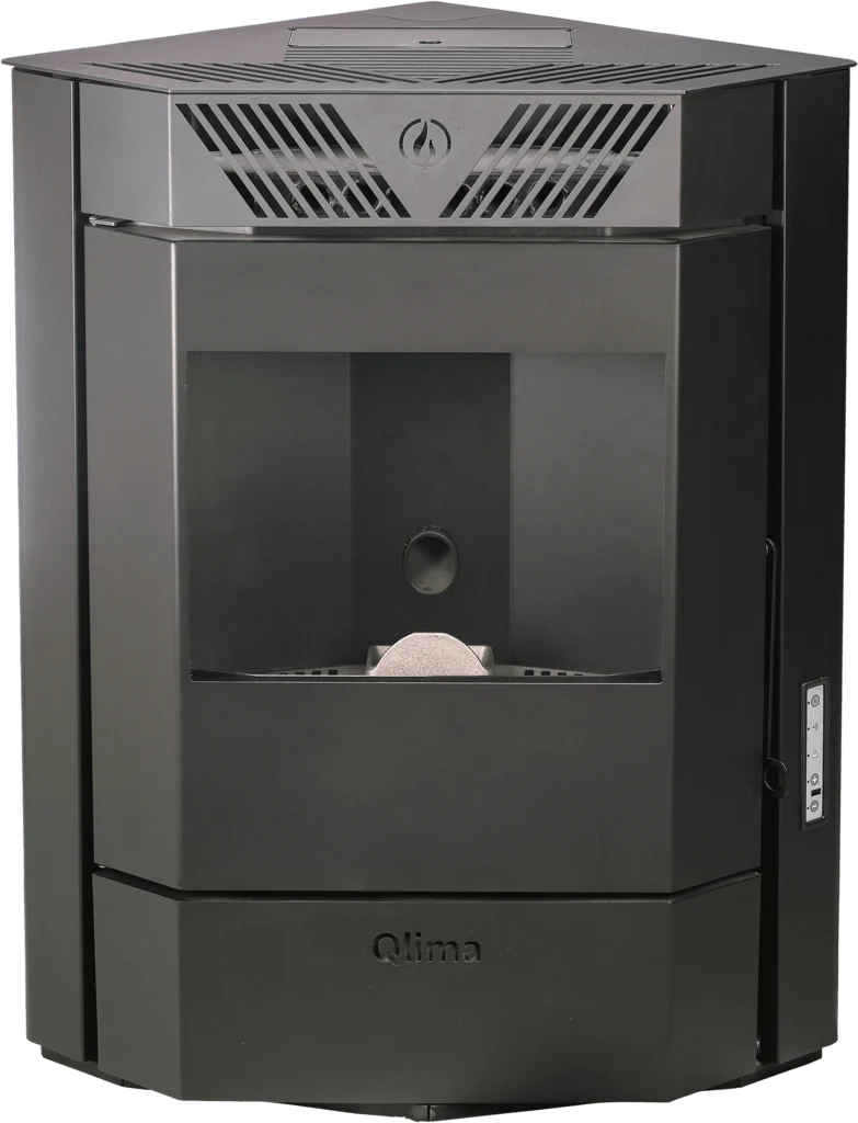 Qlima Pelletkachel Isotta 94 S-Line 9,84 kW – Hoekmodel, Zwart