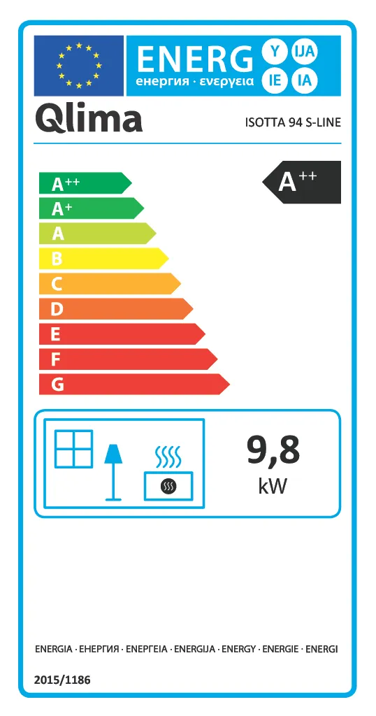 Qlima Pelletkachel Isotta 94 S-Line 9,84 kW – Hoekmodel, Zwart