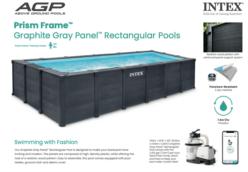 Intex Graphite Panel Pool 600 cm x 300 cm x 124 cm