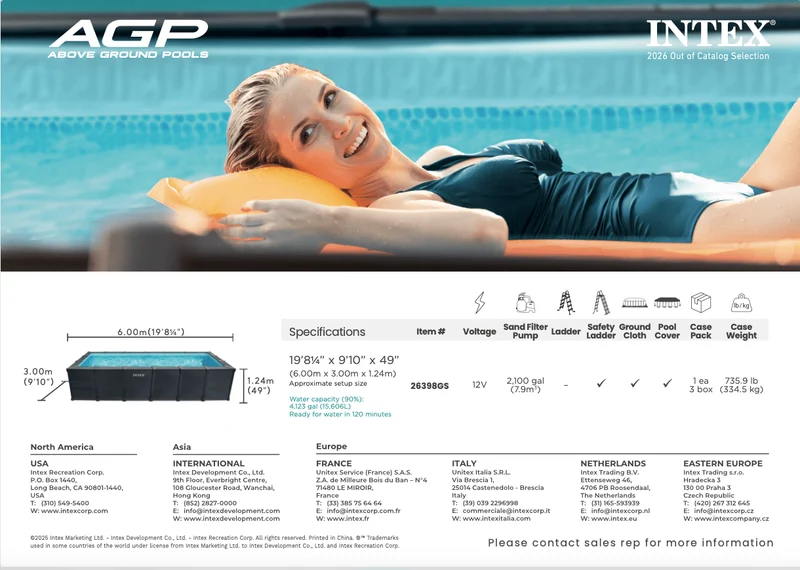 Intex Graphite Panel Pool 600 cm x 300 cm x 124 cm