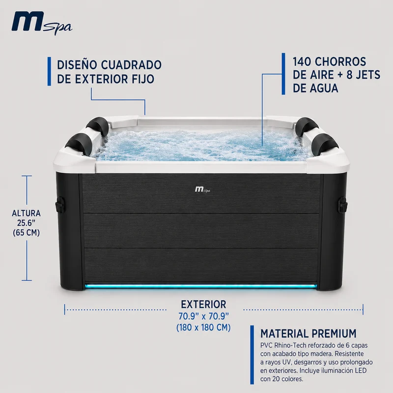 Mspa - Spa rígido cuadrado Oslo Plus 4-6 personas