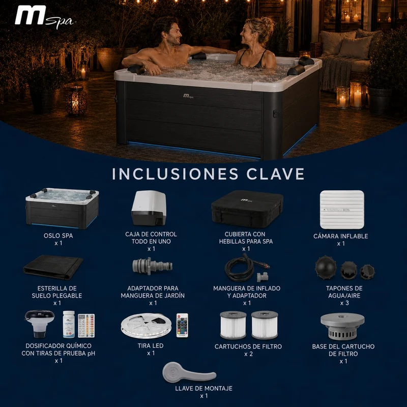 Mspa - Spa rígido cuadrado Oslo Plus 4-6 personas