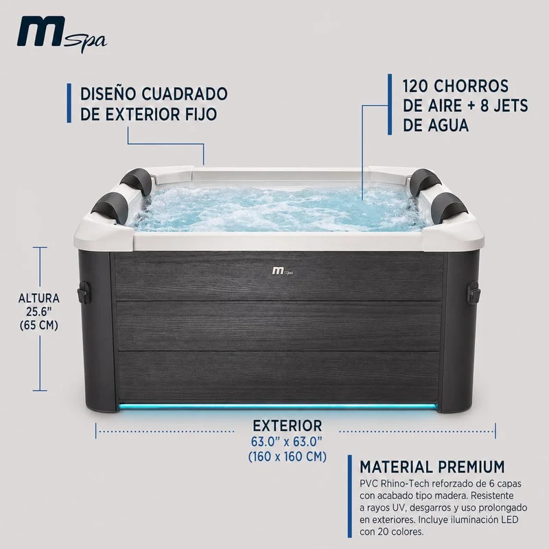Mspa - Spa rígido cuadrado Oslo 4-6 personas