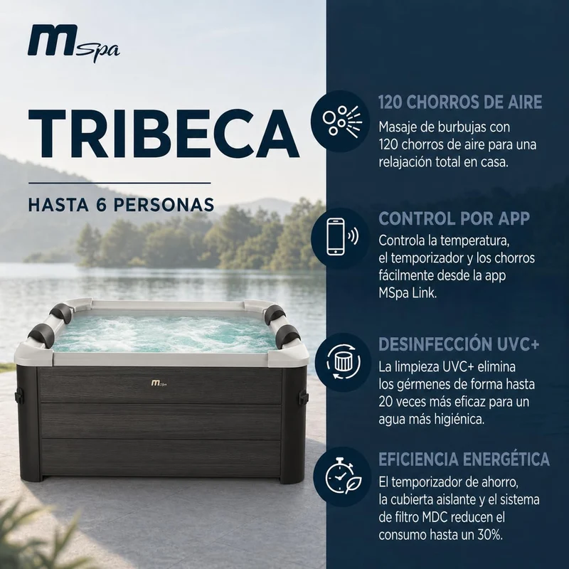 Mspa - Spa rígido cuadrado Tribeca 4-6 personas
