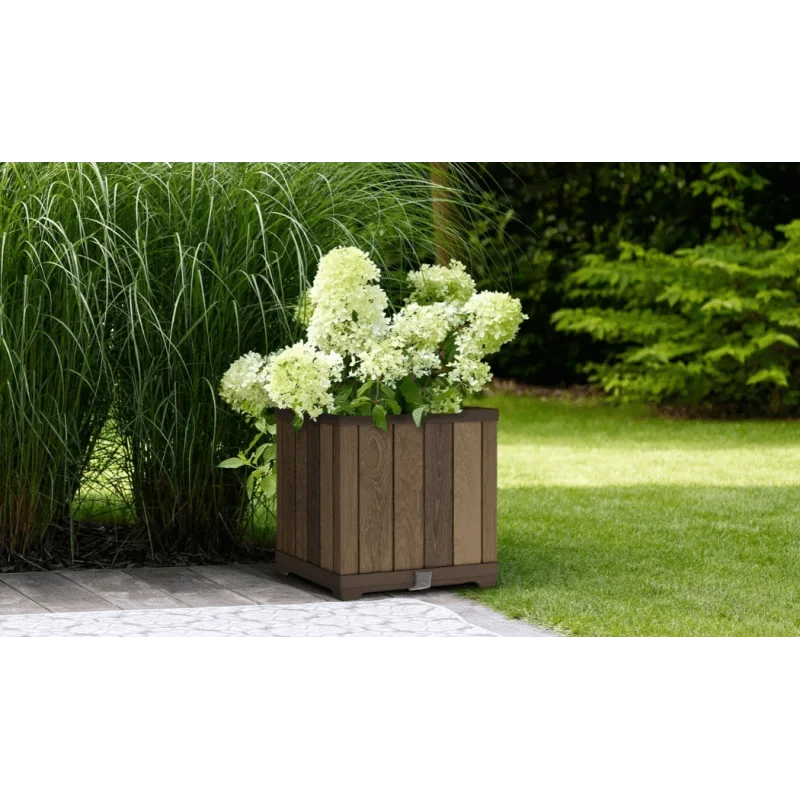 Keter - Maceta de jardín cuadrada deco madera