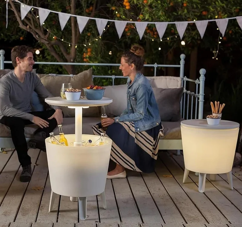 Keter - Nevera de jardín Cool Bar iluminada blanco