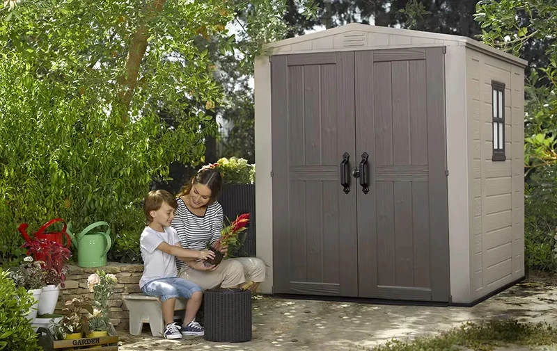 Keter - Caseta de exterior Factor 6x6 marrón/beige