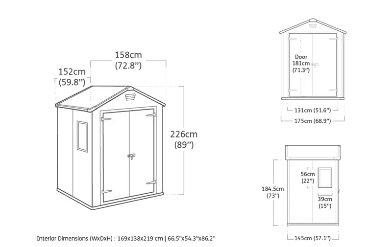 Keter - Caseta de exterior Manor 6x5 gris