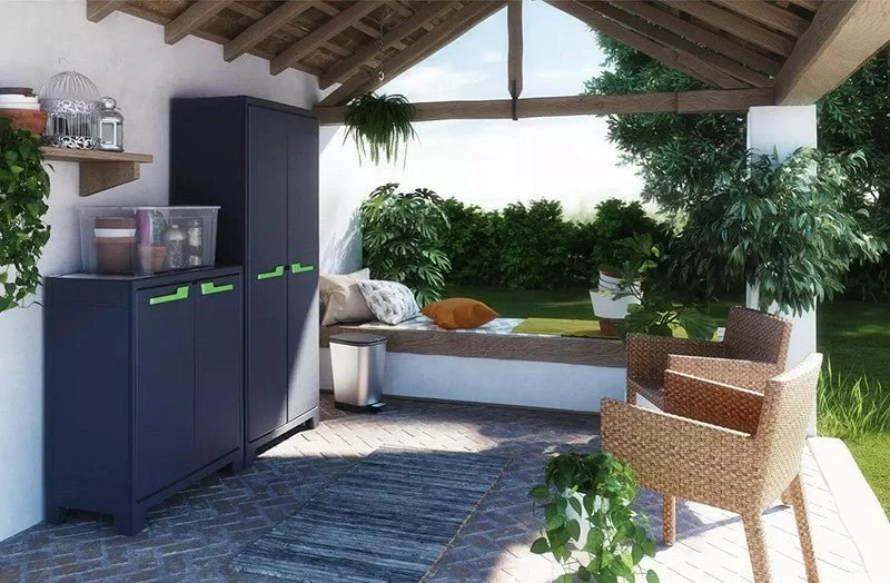 Keter - Armario de jardín bajo Moby gris oscuro/verde