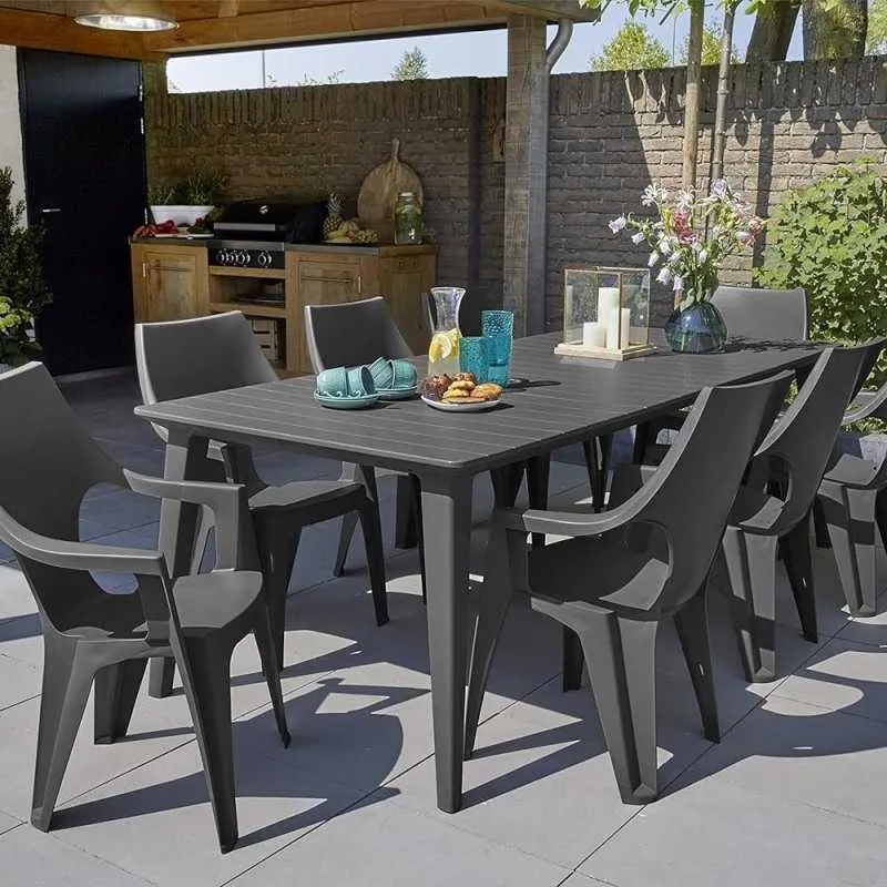 Keter - Mesa de comedor de exterior Julie Doble grafito