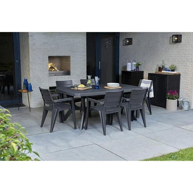 Keter - Mesa de comedor de exterior Baltimore grafito