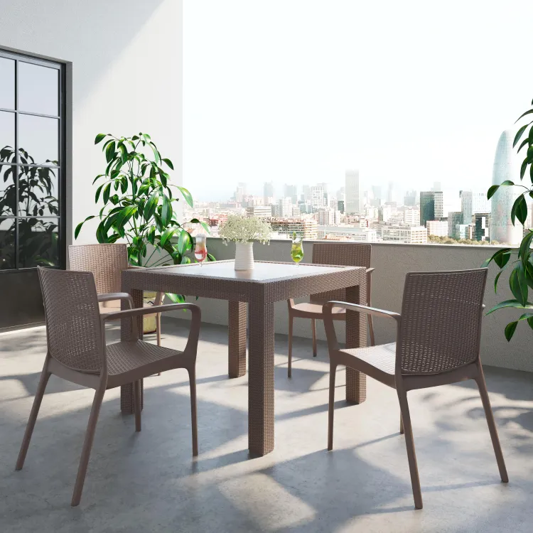 Keter - Mesa de comedor de exterior Quartet marrón