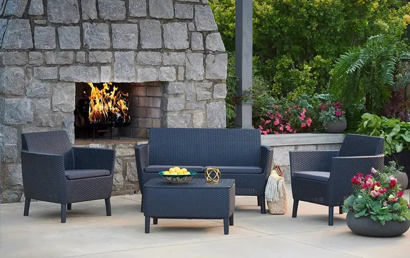 Keter - Conjunto de exterior 4 plazas Salemo Lounge grafito