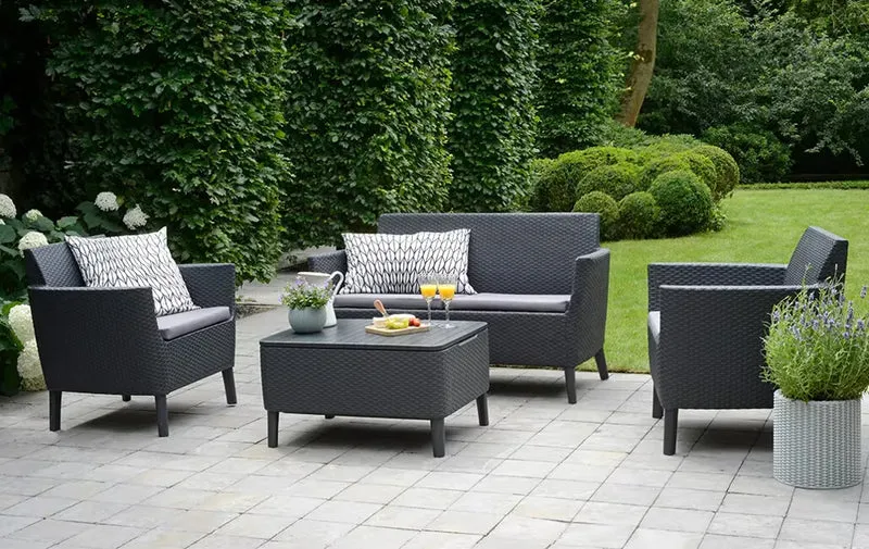Keter - Conjunto de exterior 4 plazas Salemo Lounge grafito