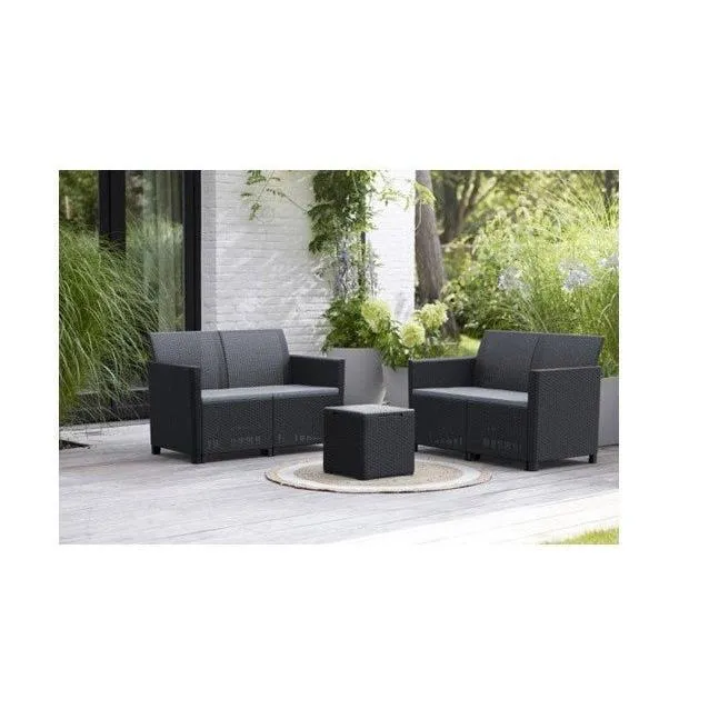 Keter - Conjunto de exterior 5 plazas Marie Lounge negro