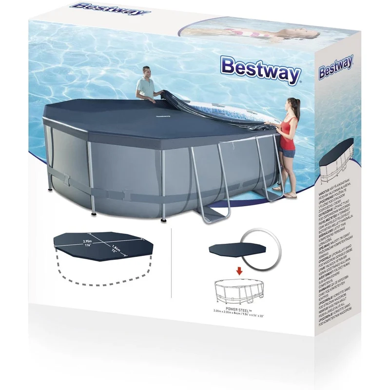 Bestway - Cobertor de invierno ovalado para piscina desmontable