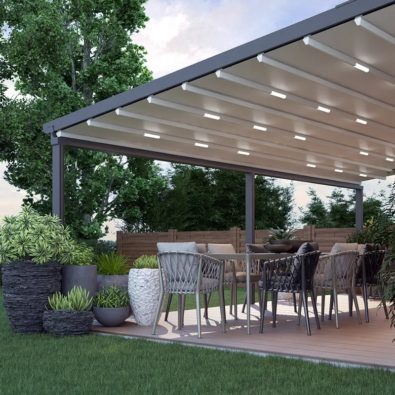 Verdeca Overkapping 400 x 400 cm Antraciet/Wit LED