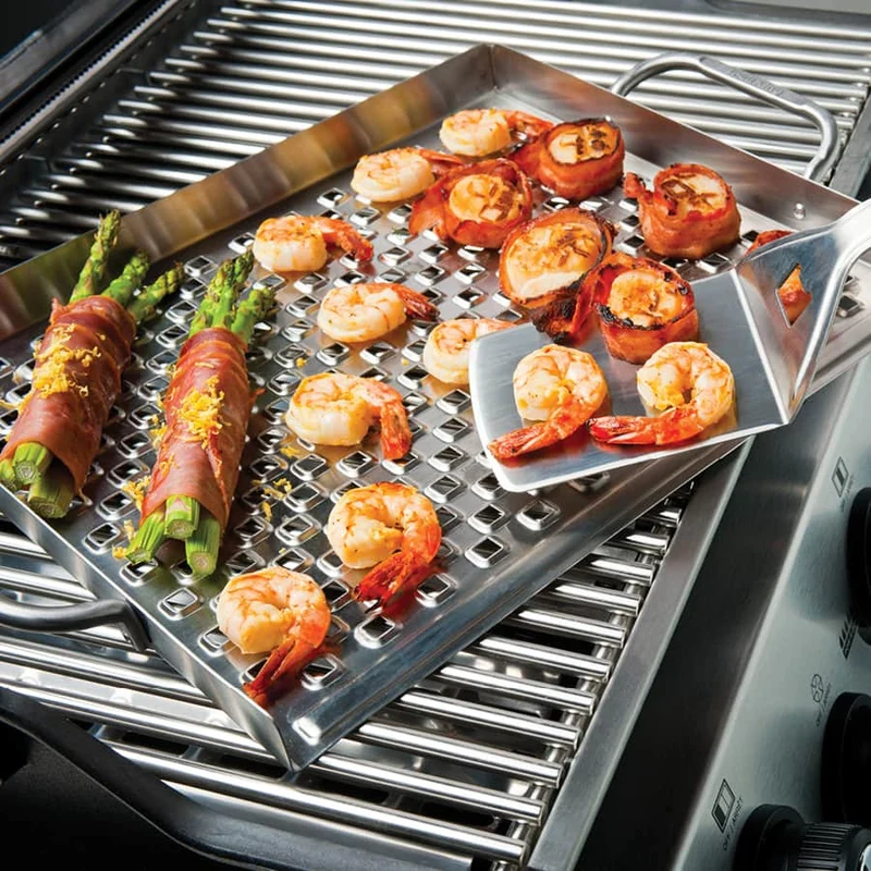 Grille de cuissson surélevée plate pour BBQ