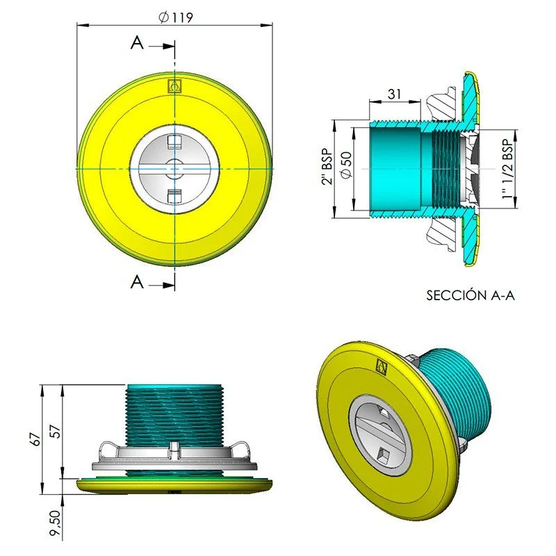 Astralpool - Boquilla de aspiración para piscina prefabricada