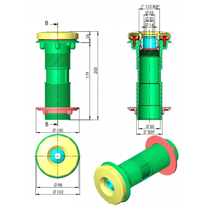 Astralpool - Boquilla de impulsión Multiflow para piscinas de paneles