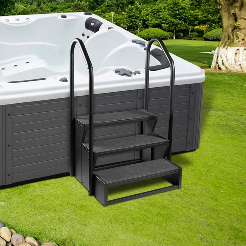 W'eau spa trap antislip met leuning - Zwart