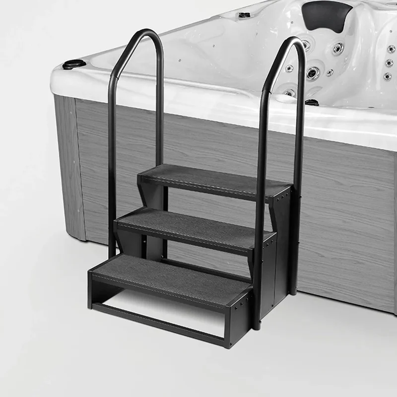 W'eau spa trap antislip met leuning - Zwart