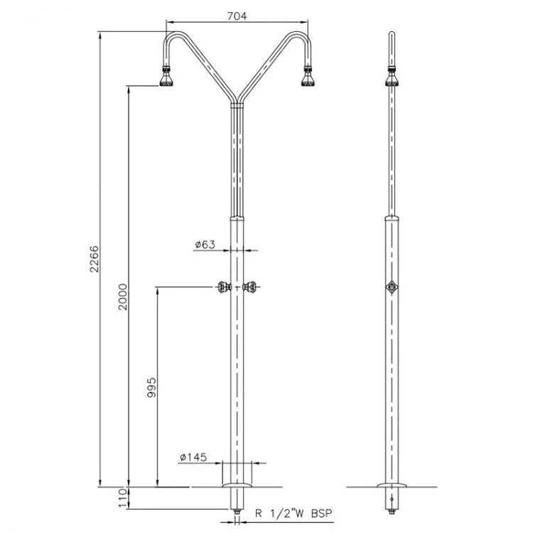 Astralpool Ducha piscina con 2 rociadores para piscina
