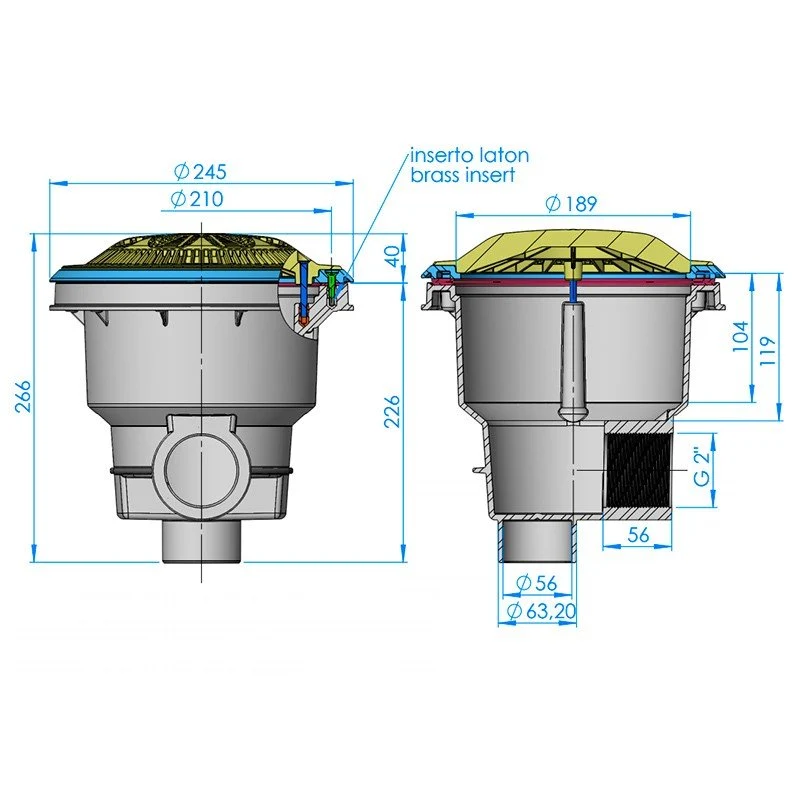 Astralpool - Sumidero Norm en ABS con rejilla antivortex para piscina con liner y prefabricada