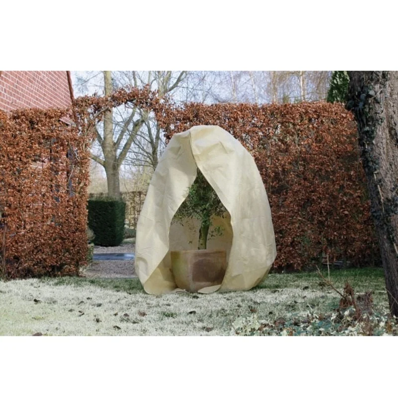 Housse d'hivernage incl. cordelette de serrage / zip de fermeture - PP, beige, 70 g/m² - Ø200 cm x 2,50 m