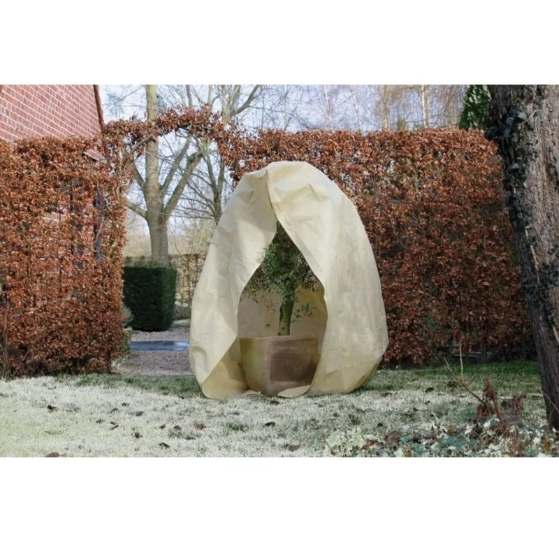 Housse d'hivernage incl. cordelette de serrage / zip de fermeture - PP, beige, 70 g/m² - Ø150 cm x 2,00 m