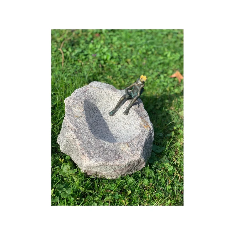 Vogeltränke mit Bronze Froschkönig