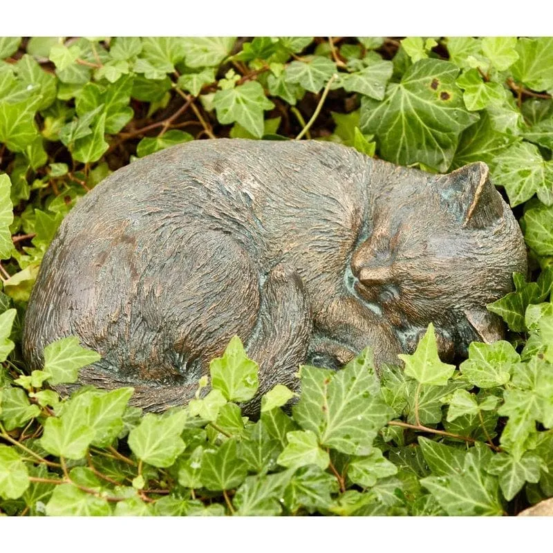 Katze kuschelnd Bronze 11 cm hoch